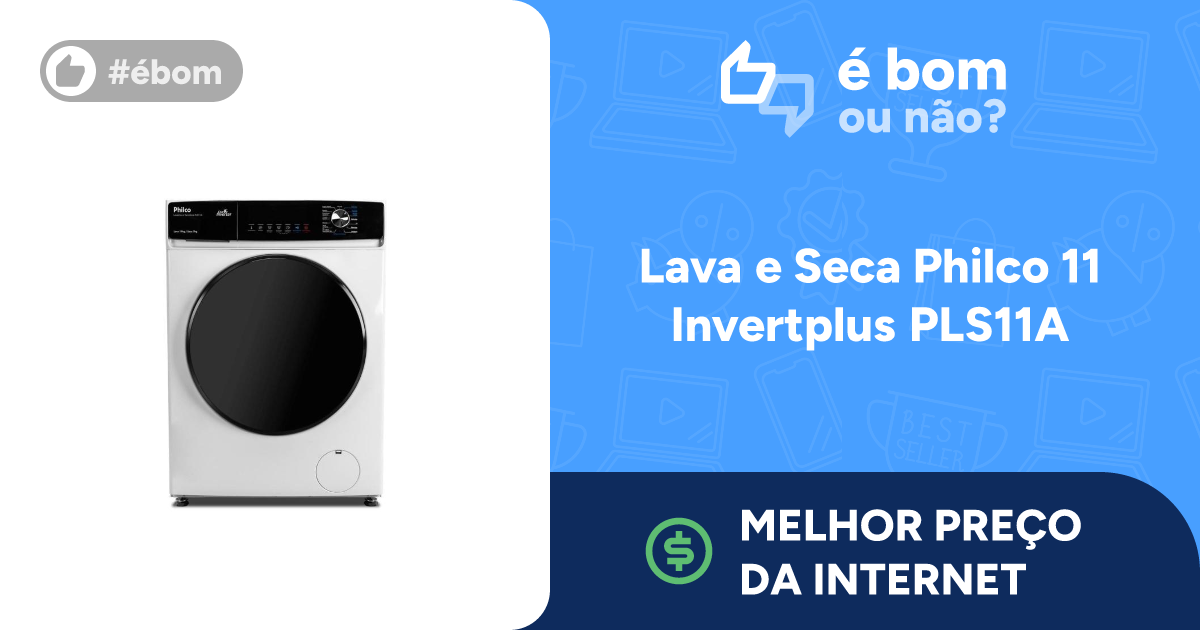 Lava e Seca Philco 11kg PLS11A Eco Invertplus com porta frontal e painel digital.